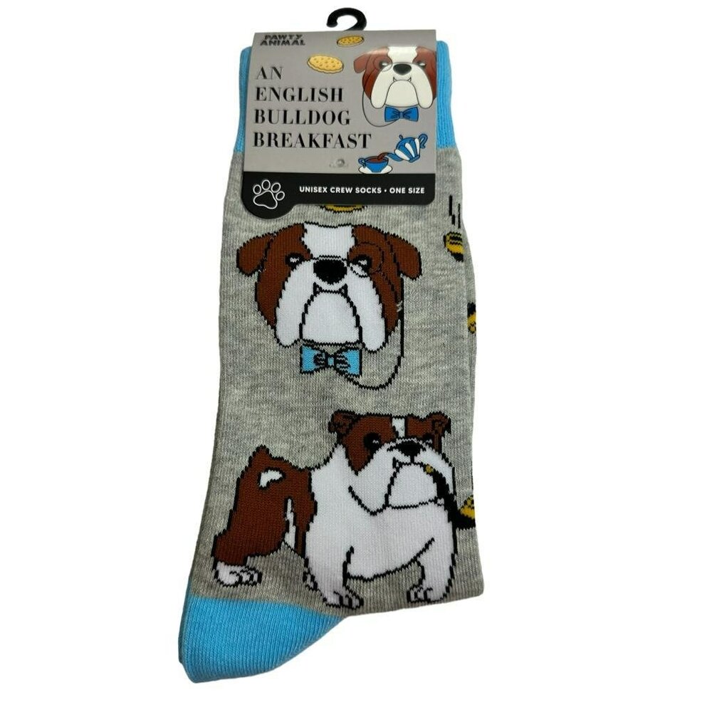 Pawty‎ Animal An English Bulldog Breakfasy Unisex Crew Socks - One Size